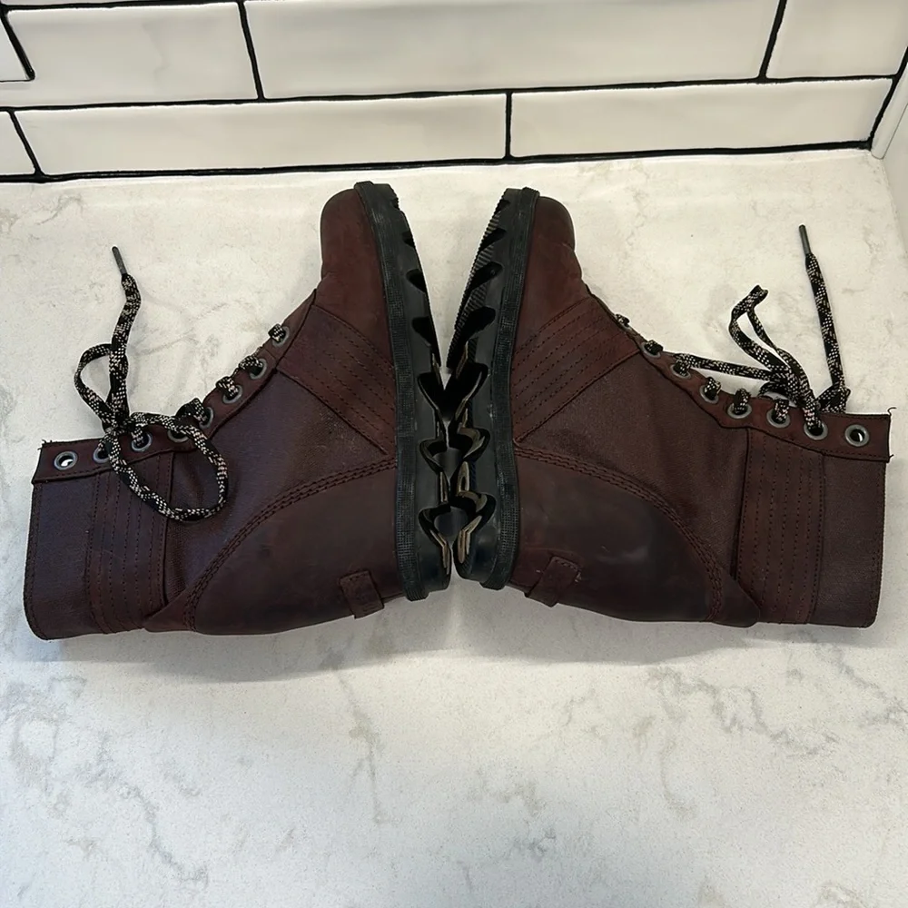 SOREL LEXIE™ Wedge Boot Burgundy Leather Lace Up Hi Top Chunky Size 8